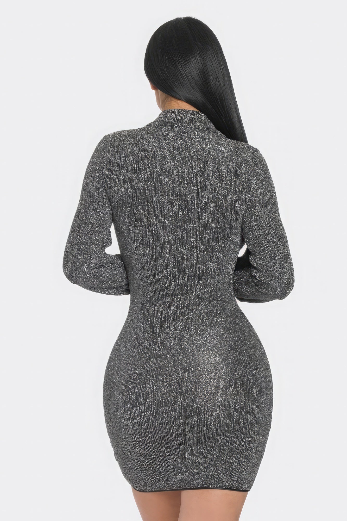 Mock Neck Long Sleeve Mini Dress Shop One Place