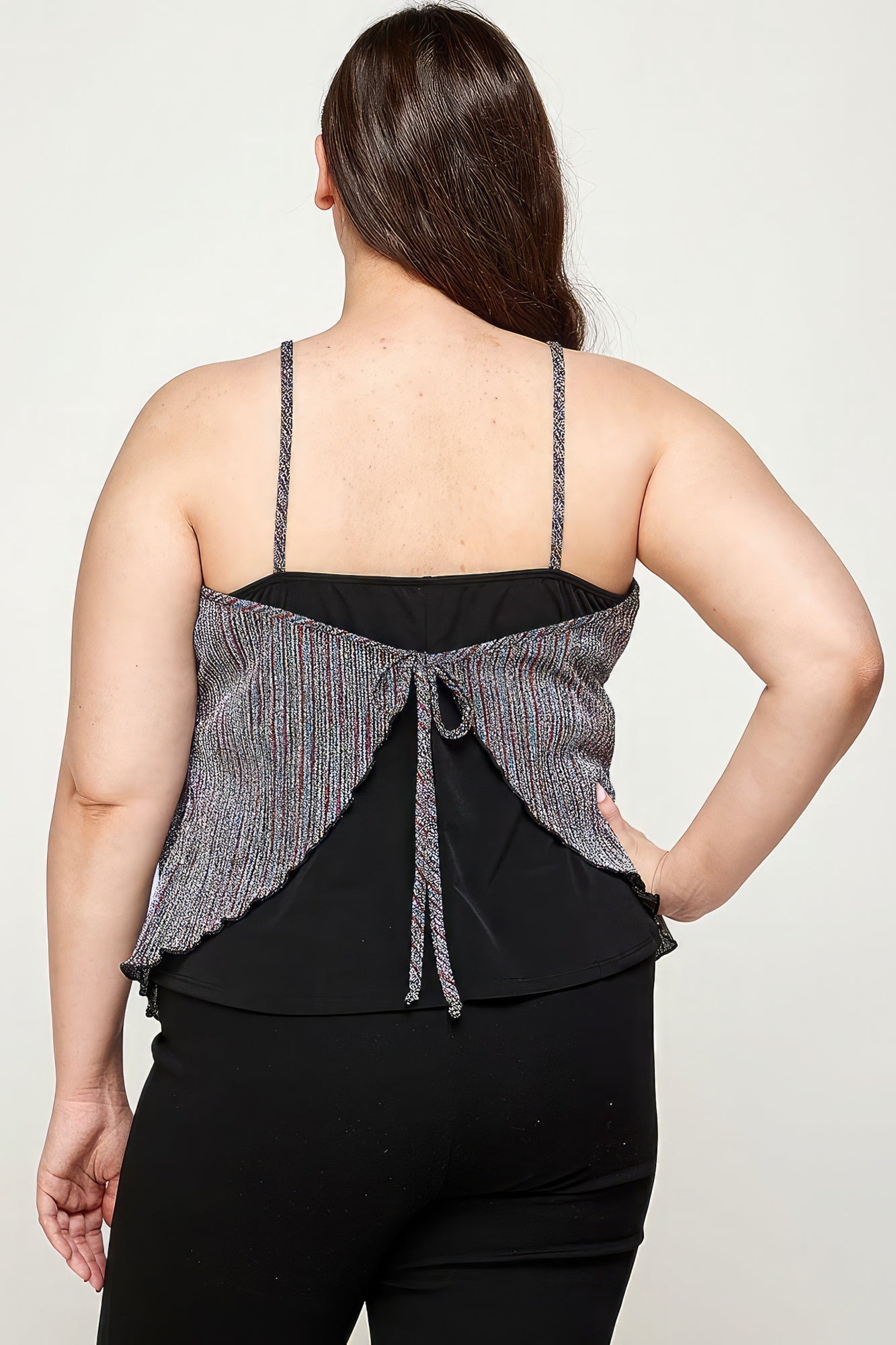 Metallic Stripe Handkerchief Plus Size Top Shop One Place