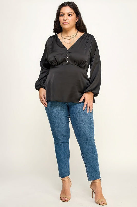Satin Babydoll Blouse Shop One Place