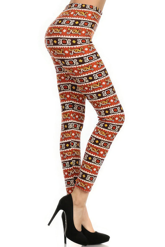 Graphic Print, High Waisted, Full Length, Leggings Shop One Place