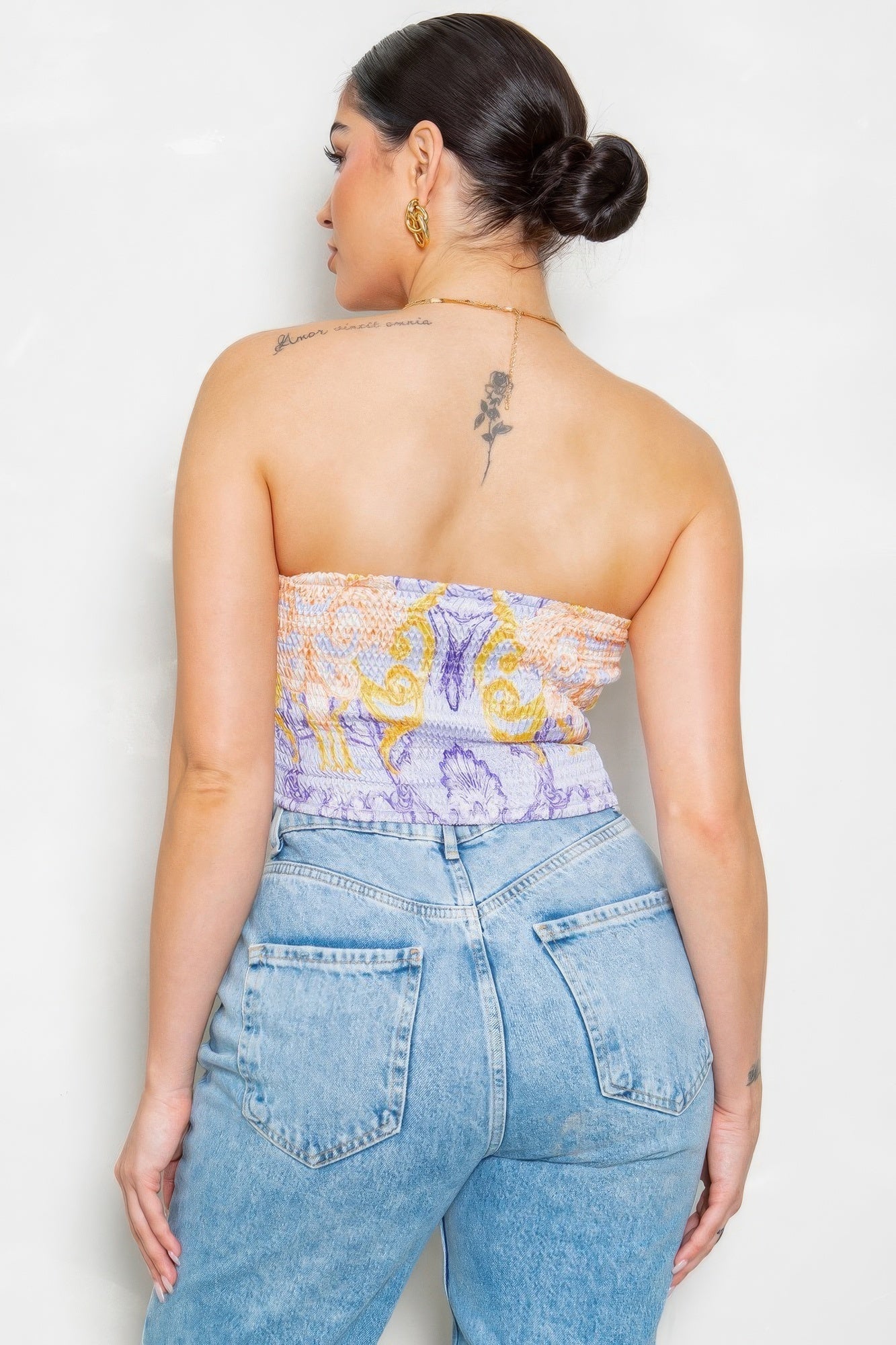 Strapless Satin Effect Scarf Top Shop One Place