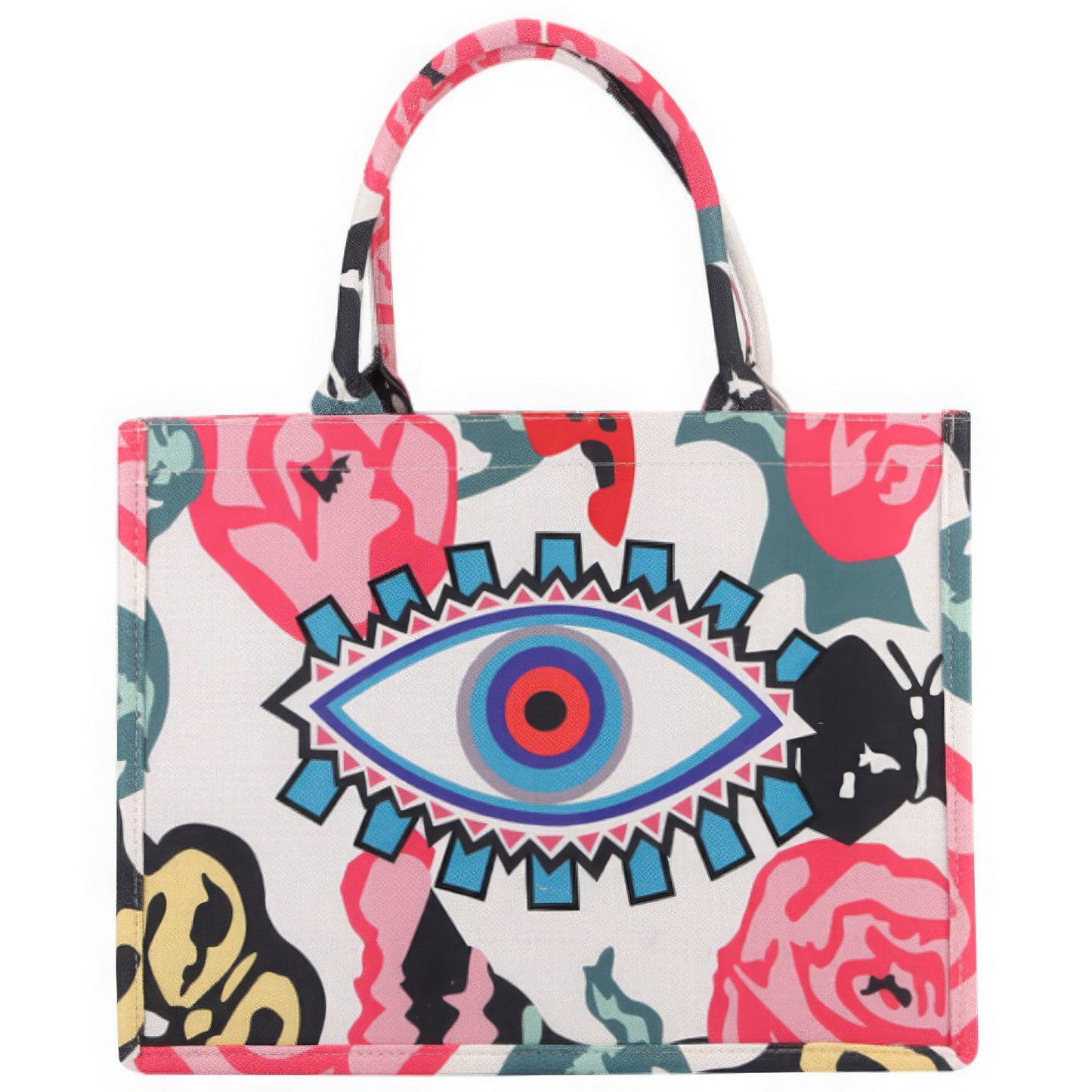 Flower Evil Eye Print Tote Bag Shop One Place