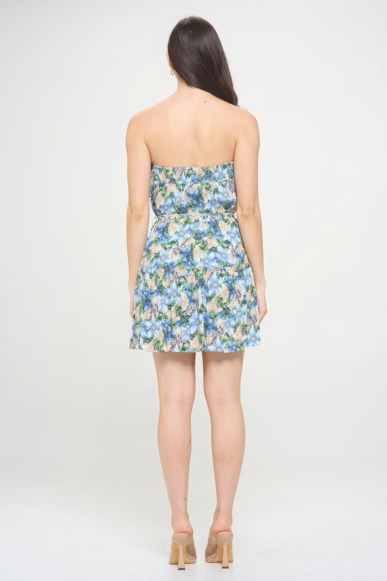 Berry Flower Ruffle Tube Top Mini Dress Shop One Place