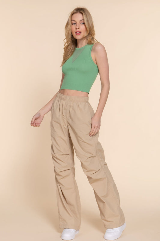 Sleeveless W/sheer Contrast Knit Top Shop One Place