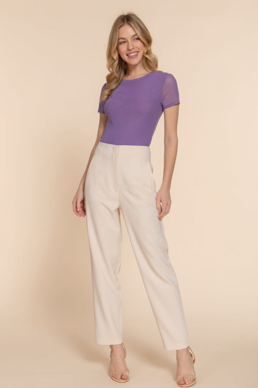 Short Slv 2-ply Mesh Knit Top Shop One Place