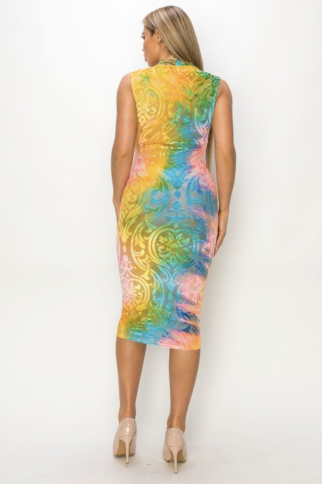 Velvet Burn Out Pattern Sexy Midi Dress Shop One Place