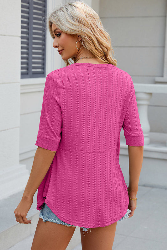 Eyelet Half Sleeve T-Shirt Shop One Place