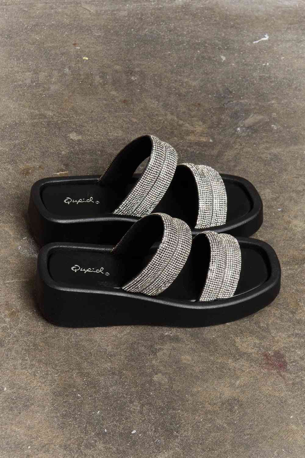 Qupid Bright Mind Platform Wedge Rhinestone Sandal Shop One Place