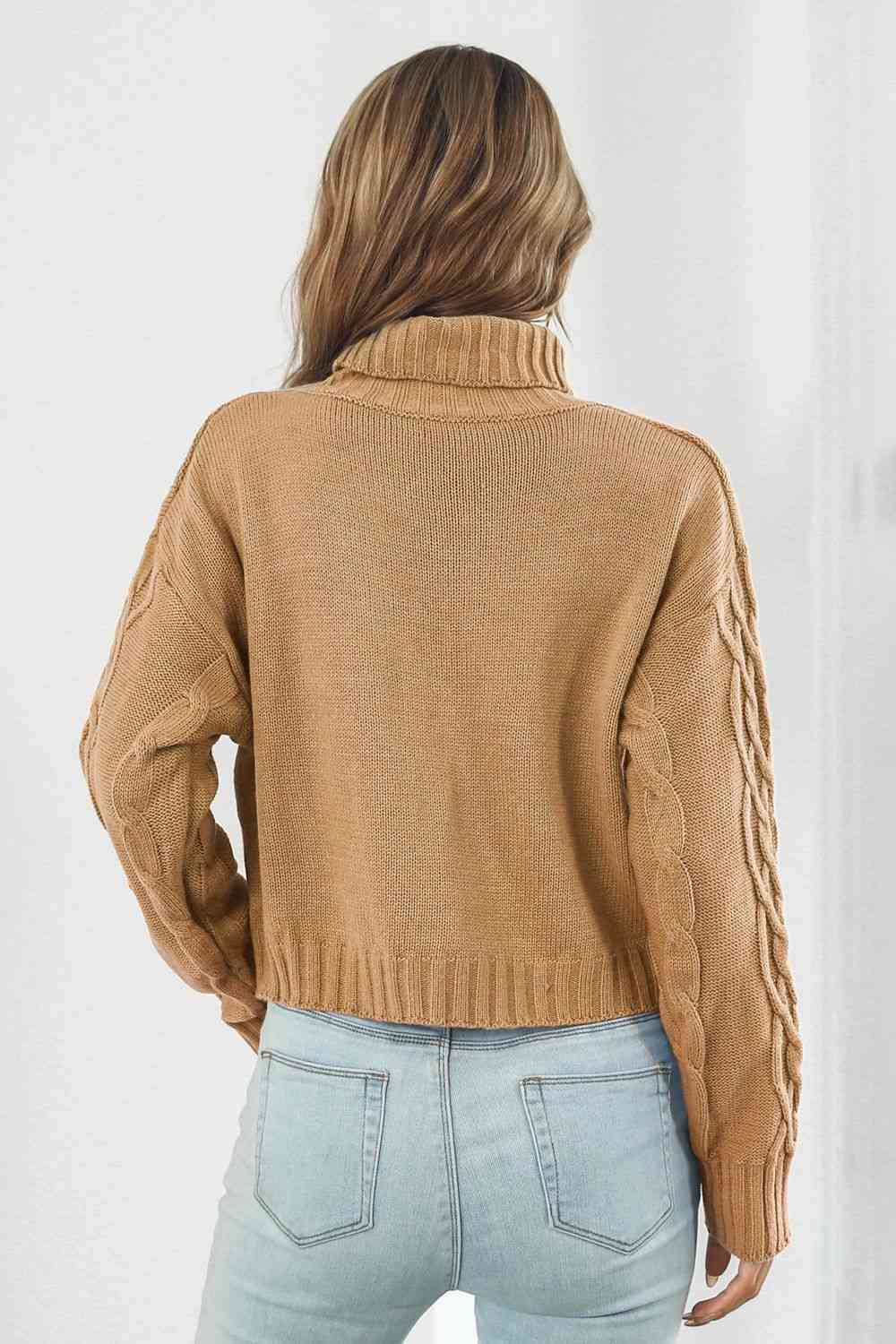 Turtleneck Dropped Shoulder Sweater Shop One Place
