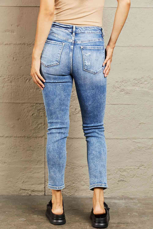 BAYEAS Mid Rise Distressed Skinny Jeans Shop One Place