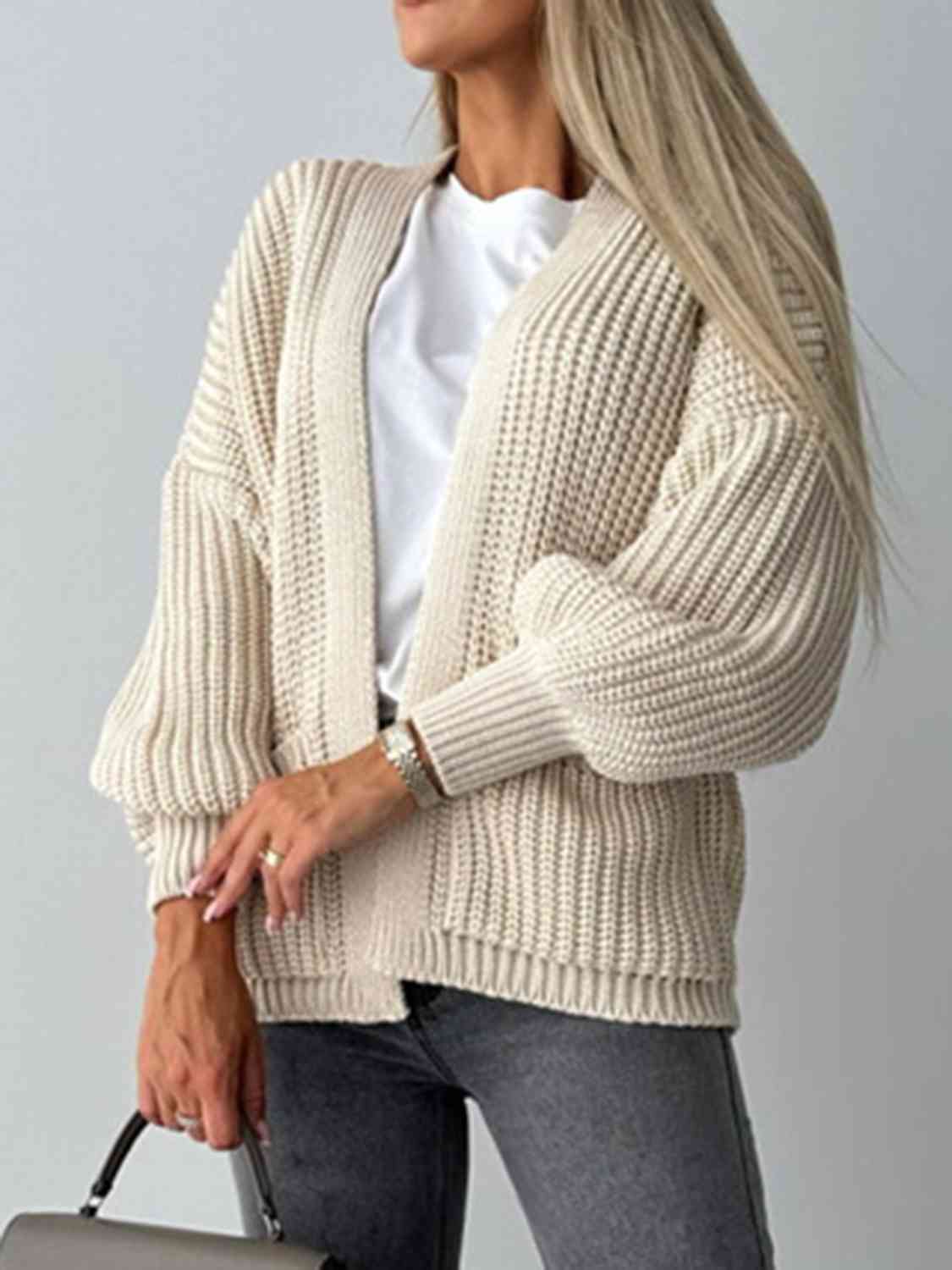 Open Front Dropped Shoulder Cardigan Shop One Place