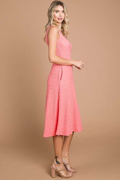 Culture Code Texture Square Neck Tank Dress with Pockets Shop One Place