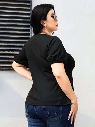 Plus Size Cutout Short Sleeve Blouse Shop One Place