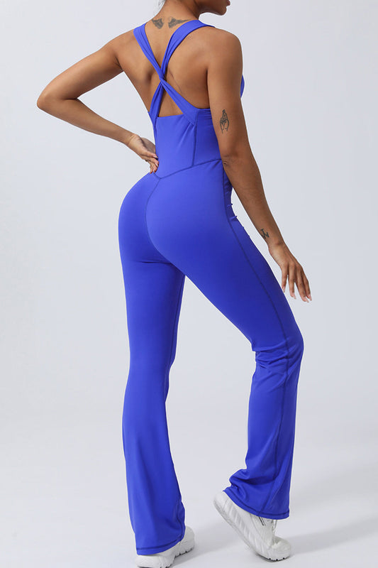 Crisscross Wide Strap Sleeveless Jumpsuit Shop One Place
