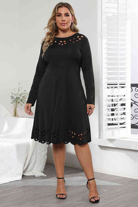 Long Sleeve Cutout Detail Dress Shop One Place