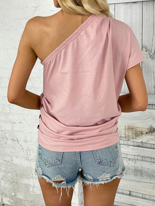 One Shoulder Short Sleeve T-Shirt Shop One Place