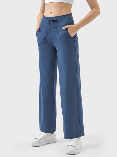 Drawstring Active Pants with Pockets Shop One Place