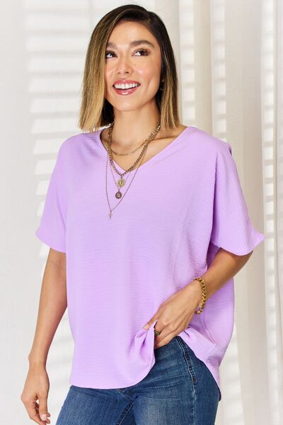 Zenana Texture Short Sleeve T-Shirt Shop One Place