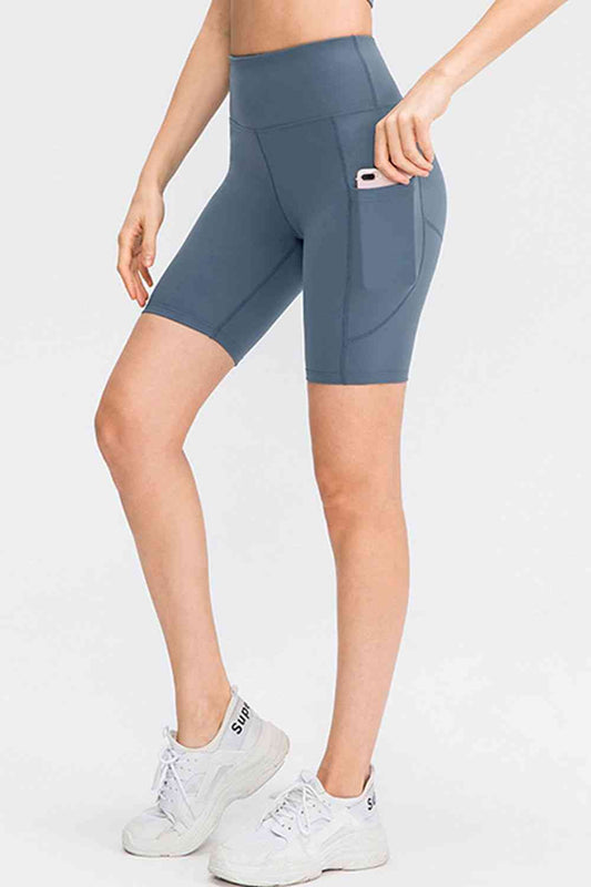 Wide Waistband Sports Shorts with Pockets Shop One Place