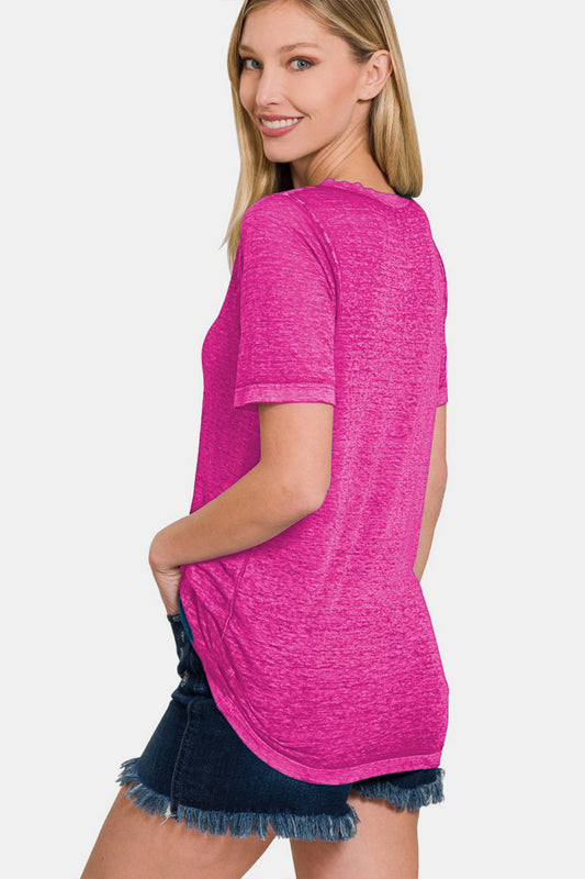 Zenana V-Neck Short Sleeve T-Shirt Shop One Place