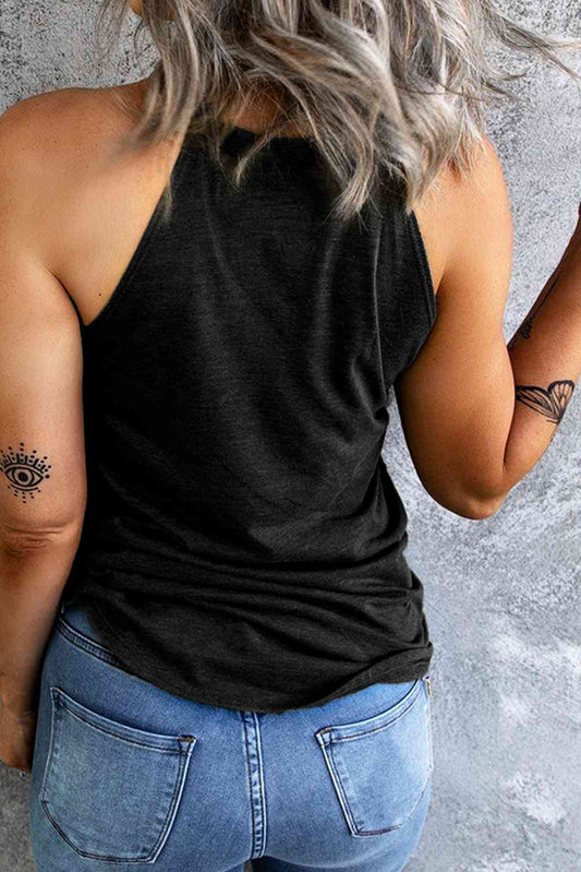 Round Neck Jack-O'-Lantern Graphic Tank Top Shop One Place