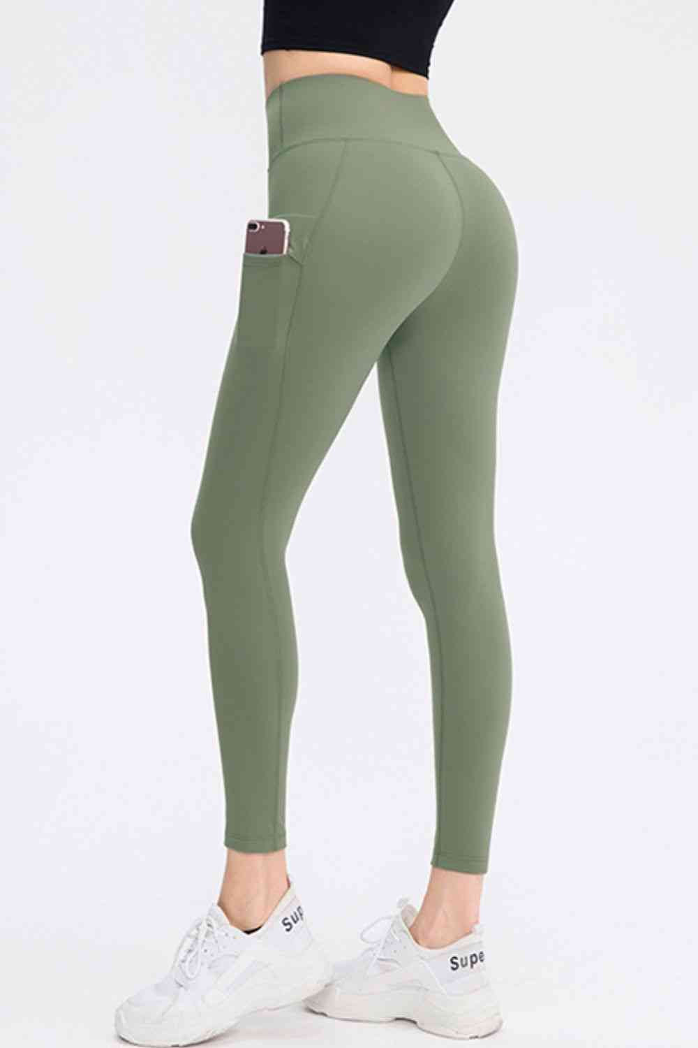Wide Waistband Slim Fit Long Sports Pants with Pocket Shop One Place