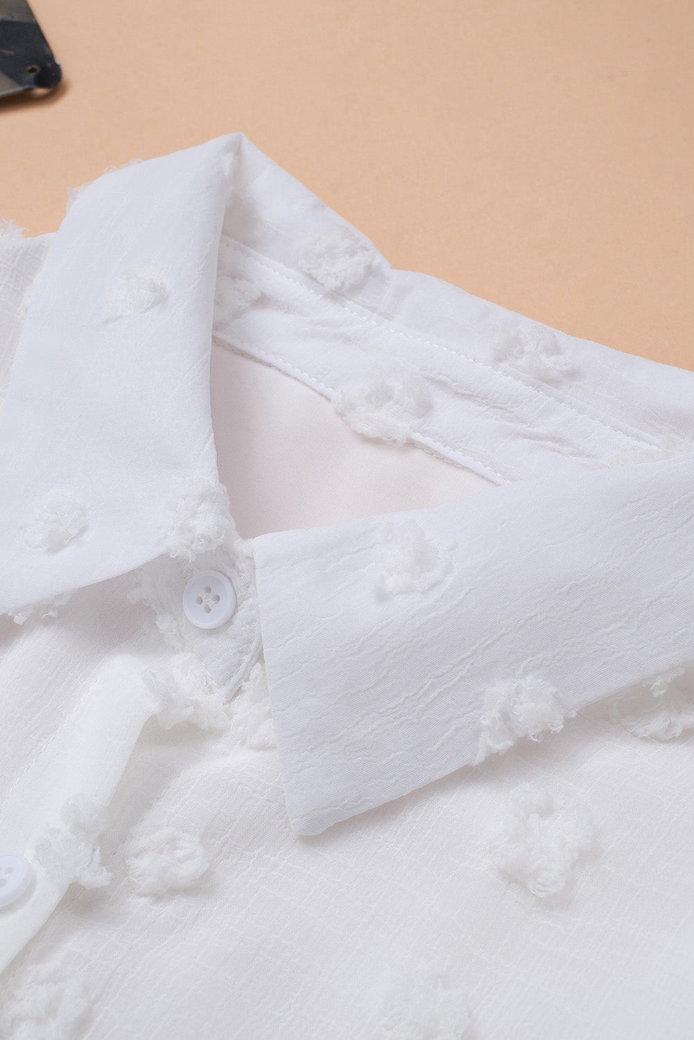 Swiss Dot Button Up Long Sleeve Shirt Shop One Place