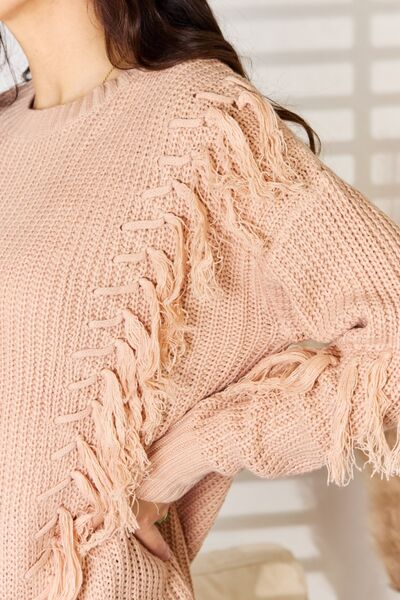 And The Why Tassel Detail Long Sleeve Sweater Shop One Place