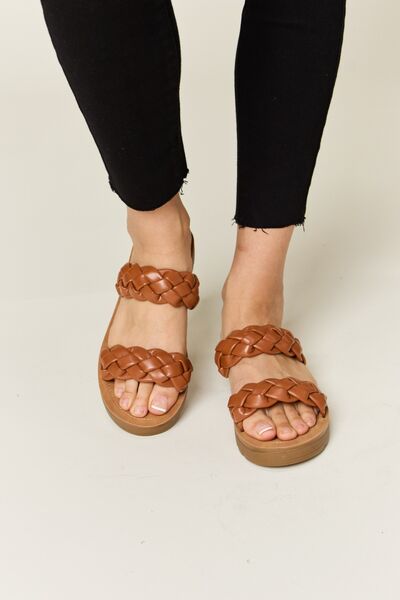 WILD DIVA Woven Dual Band Platform Sandals Shop One Place