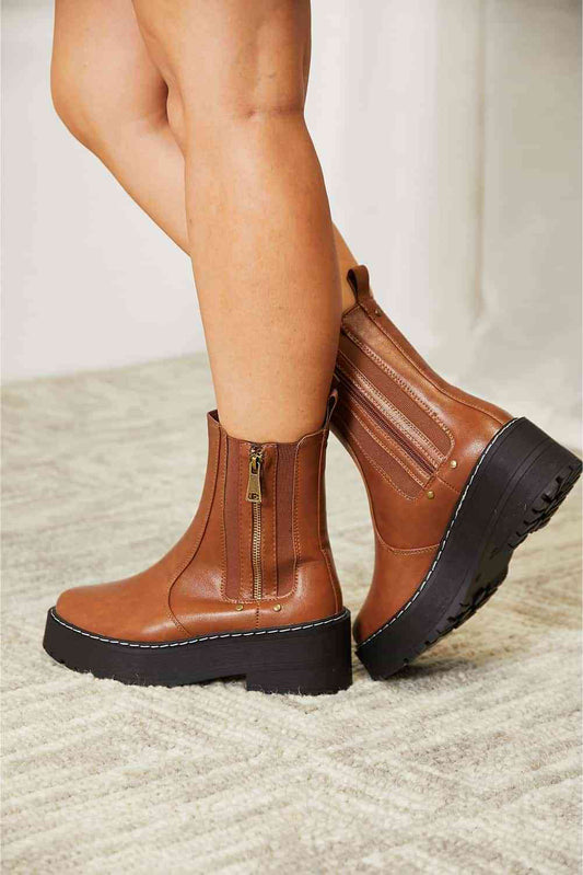 Forever Link Side Zip Platform Boots Shop One Place