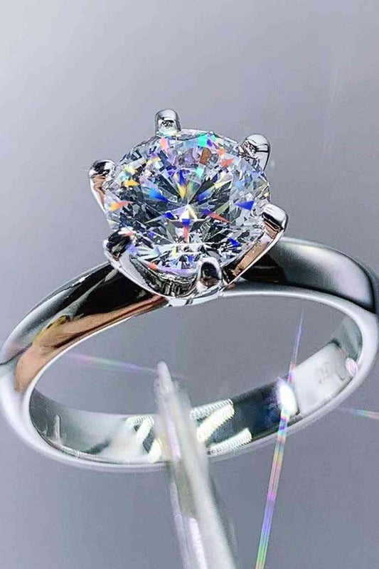 Adored 925 Sterling Silver 3 Carat Moissanite 6-Prong Ring Shop One Place