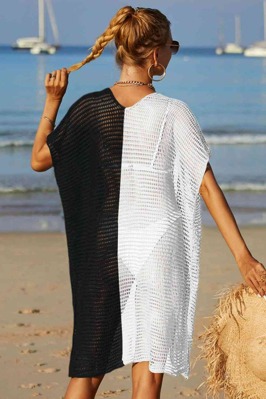Two-Tone Side Slit Open Front Cover Up Shop One Place