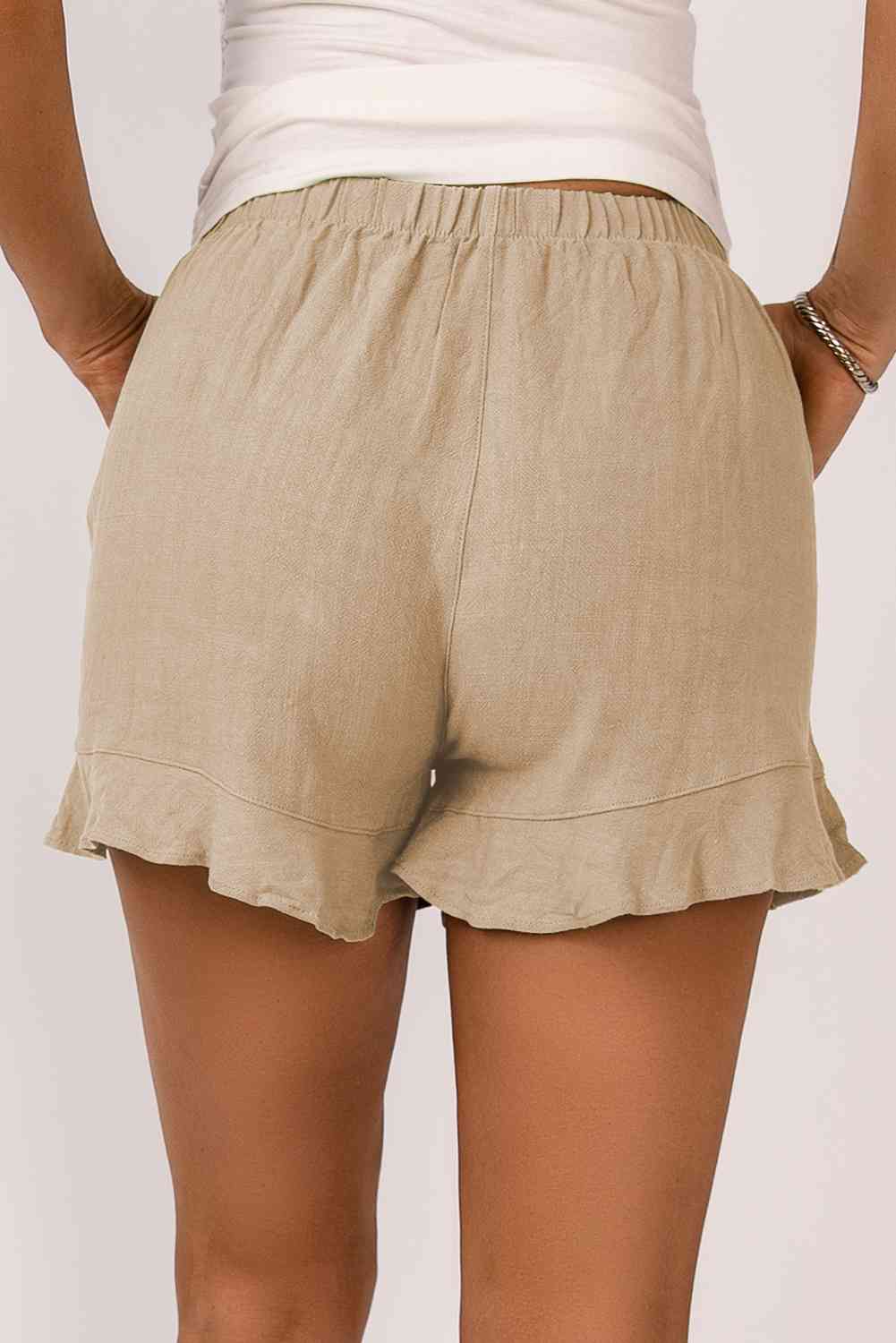 Elastic Waist Pocketed Shorts Shop One Place