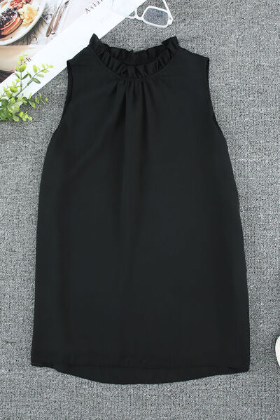 Frill Solid Round Neck Tank Shop One Place