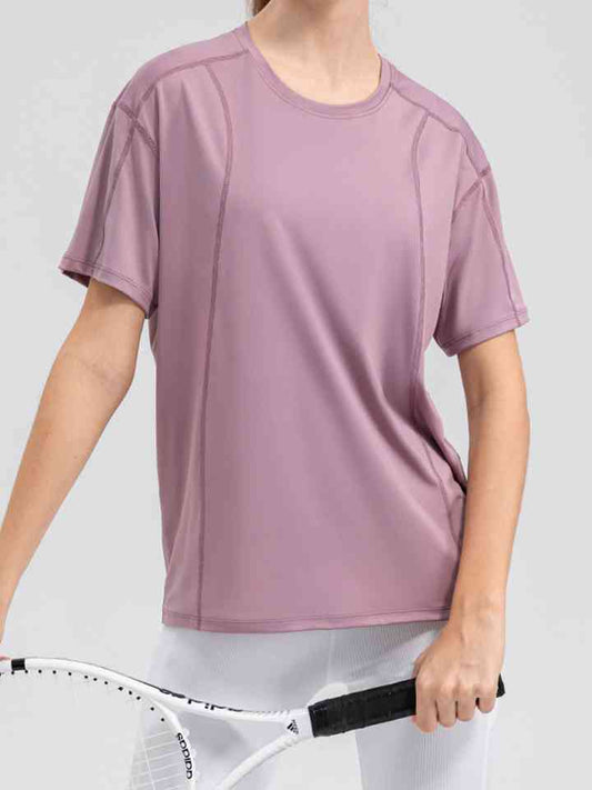Round Neck Short Sleeve Active Top Shop One Place