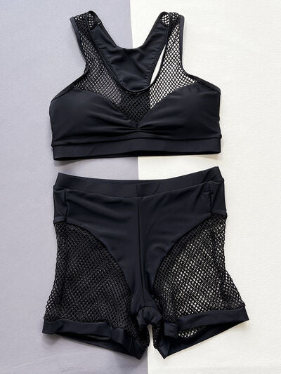 Openwork Sleeveless Top and Shorts Swim Set Shop One Place