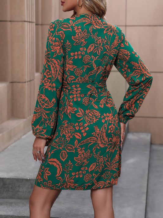 Floral Balloon Sleeve Mini Dress Shop One Place