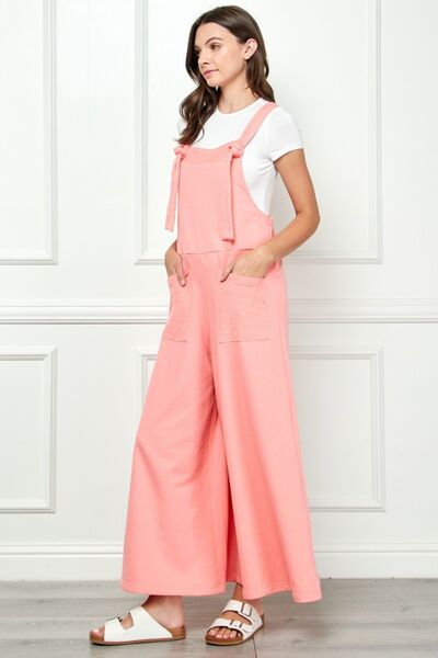 Veveret Wide Strap French Terry Overalls Shop One Place