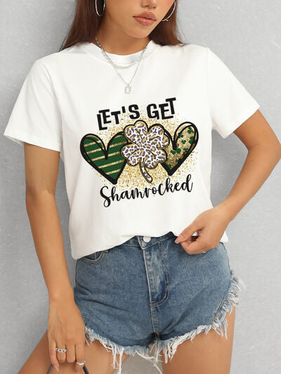 Lucky Clover Round Neck Short Sleeve T-Shirt Shop One Place