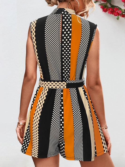 Tied Color Block Sleeveless Romper Shop One Place