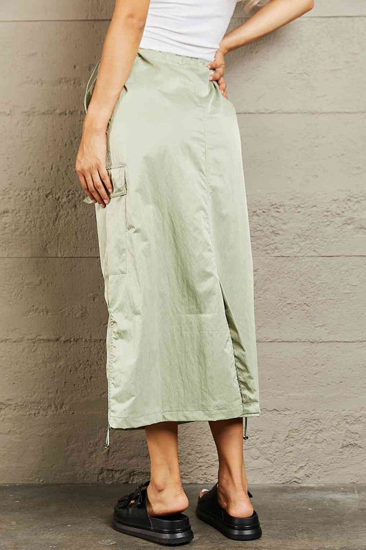 HYFVE Just In Time High Waisted Cargo Midi Skirt Shop One Place