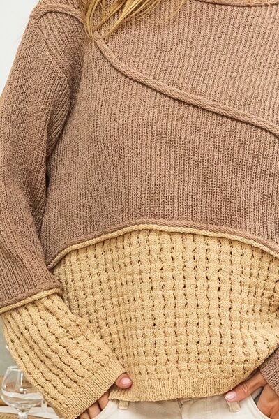 BiBi Texture Detail Contrast Drop Shoulder Sweater Shop One Place