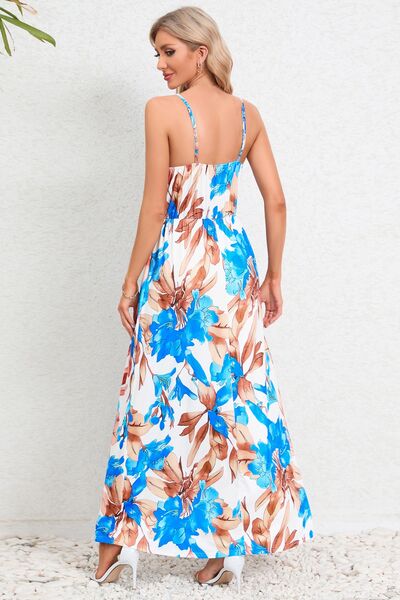 Printed Surplice Maxi Cami Dress Shop One Place