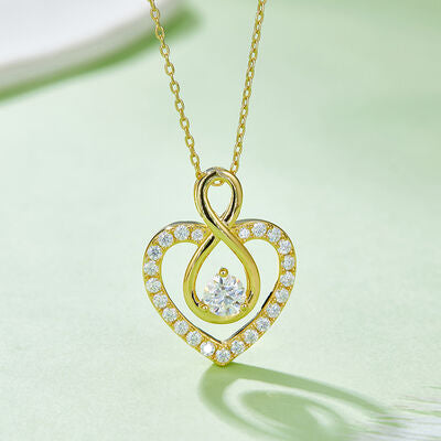 1 Carat Moissanite 925 Sterling Silver Heart Shape Necklace Shop One Place