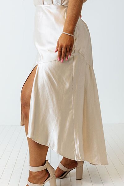 Plus Size Slit Ruffled Skirt Shop One Place