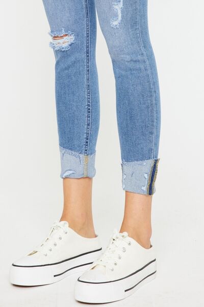 Kancan Distressed Cat's Whiskers Button Fly Jeans Shop One Place
