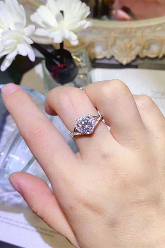 Adored 1 Carat Moissanite 925 Sterling Silver Heart Ring Shop One Place