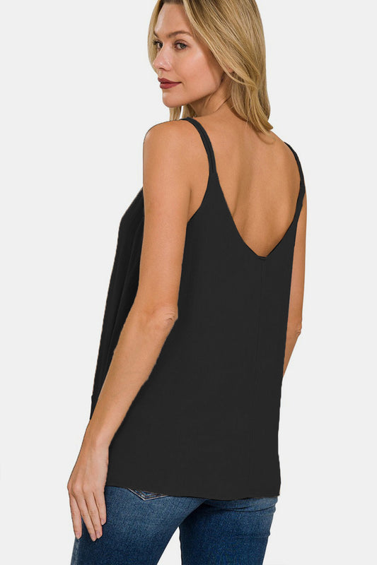 Zenana Woven Double Spaghetti Strap V-Neck Cami Shop One Place