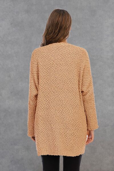 Pocketed Open Front Long Sleeve Cardigan Shop One Place