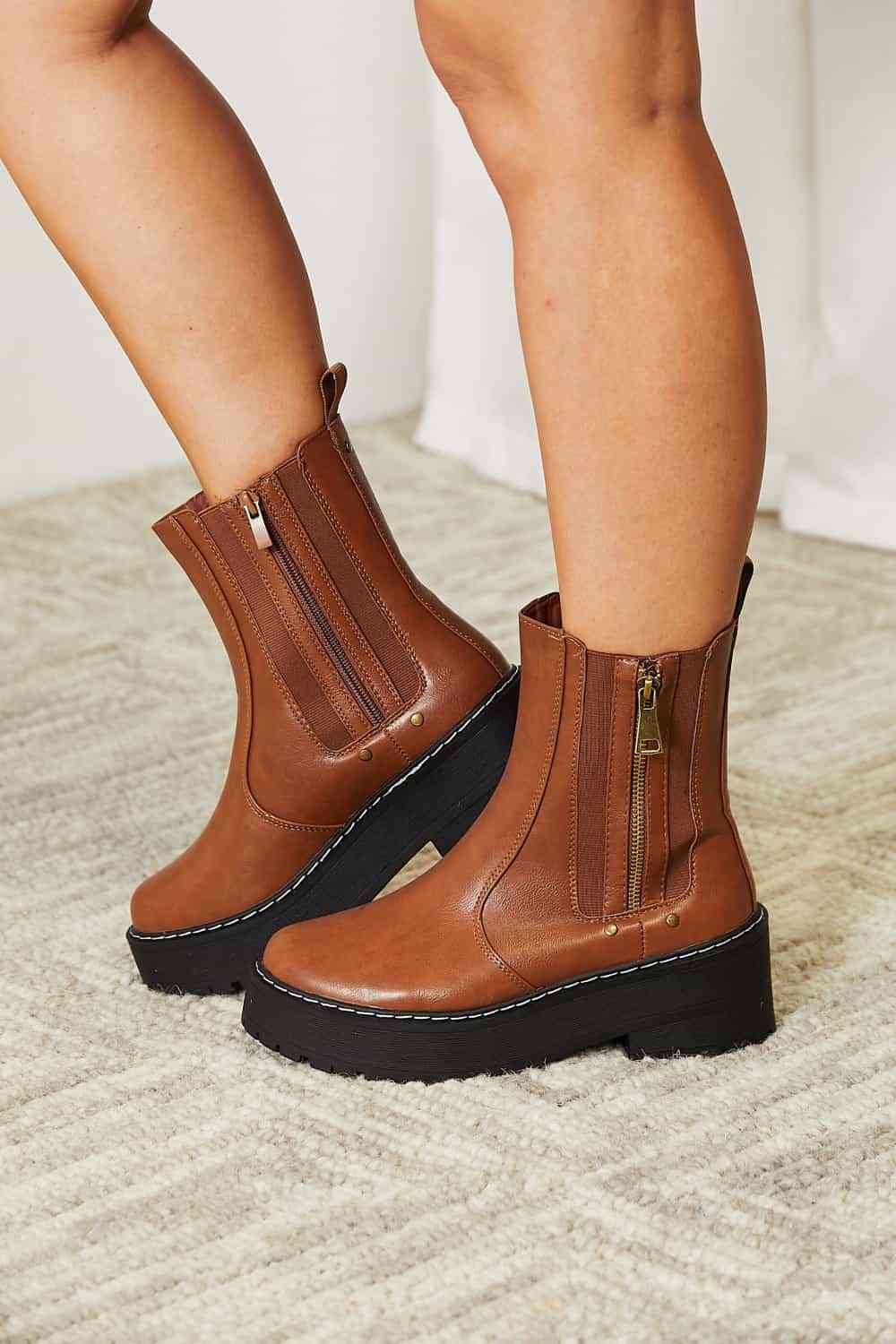 Forever Link Side Zip Platform Boots Shop One Place